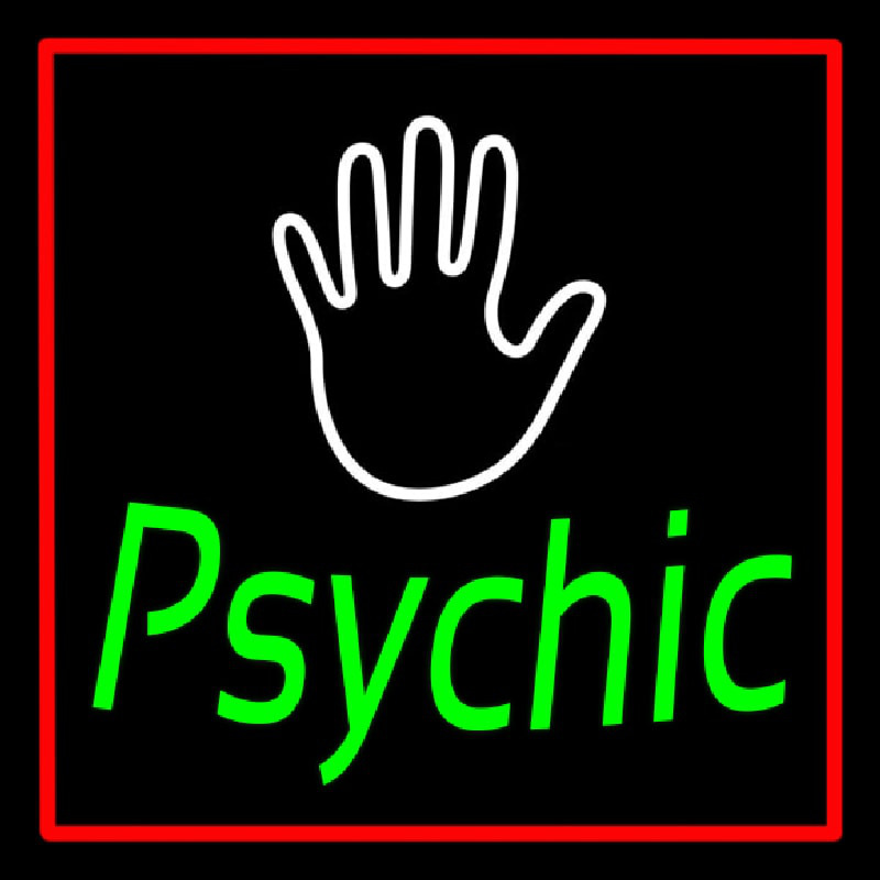 Green Psychic With Red Border Leuchtreklame