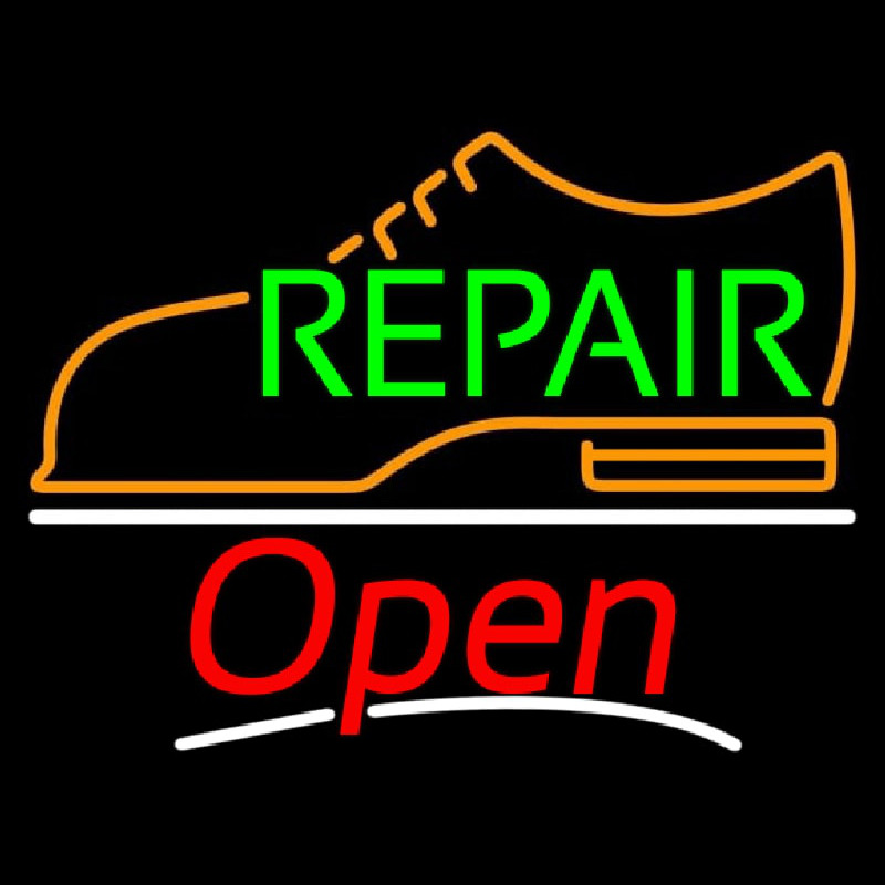 Green Repair Orange Shoe Logo Open Leuchtreklame