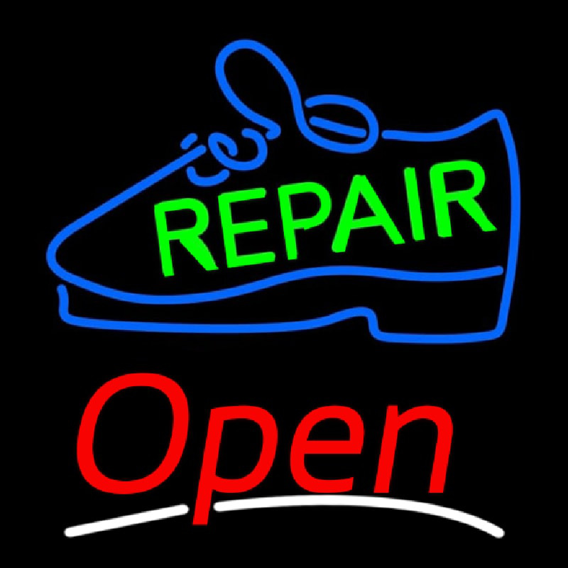 Green Repair Shoe Open Leuchtreklame