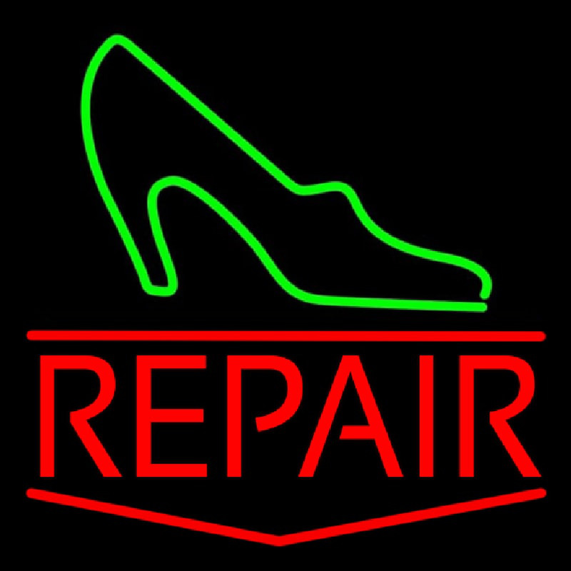 Green Sandal Red Repair Leuchtreklame