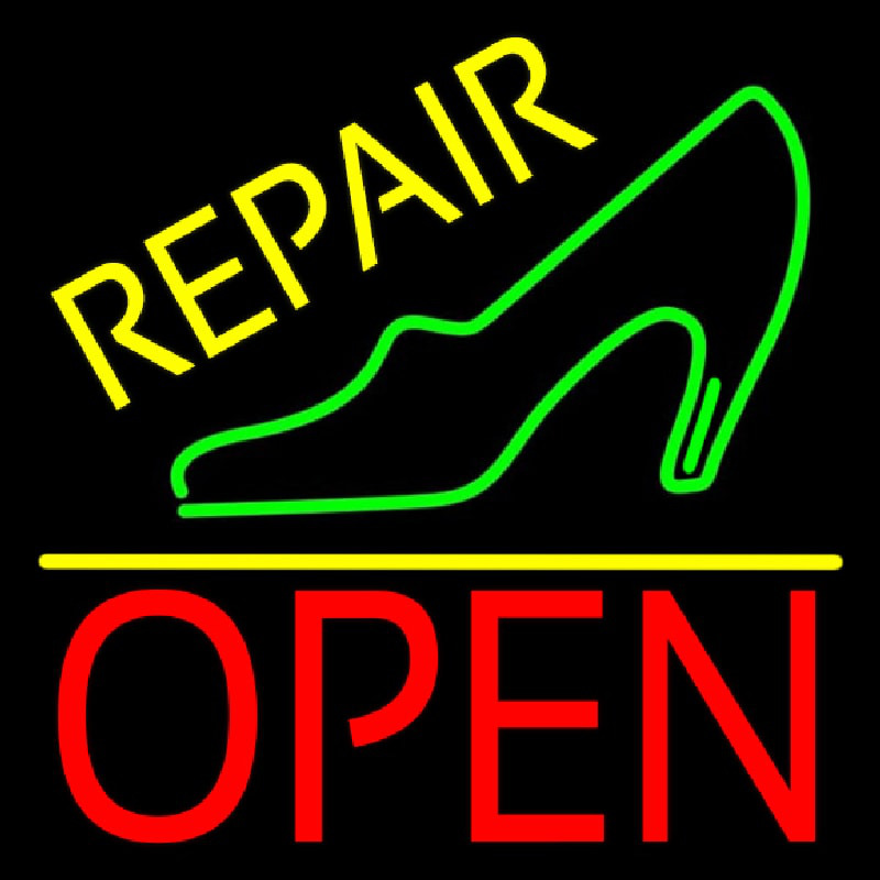 Green Sandal Repair Open Leuchtreklame