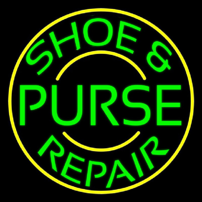 Green Shoe And Purse Repair With Border Leuchtreklame