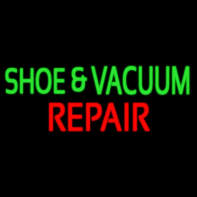 Green Shoe And Vacuum Red Repair Leuchtreklame