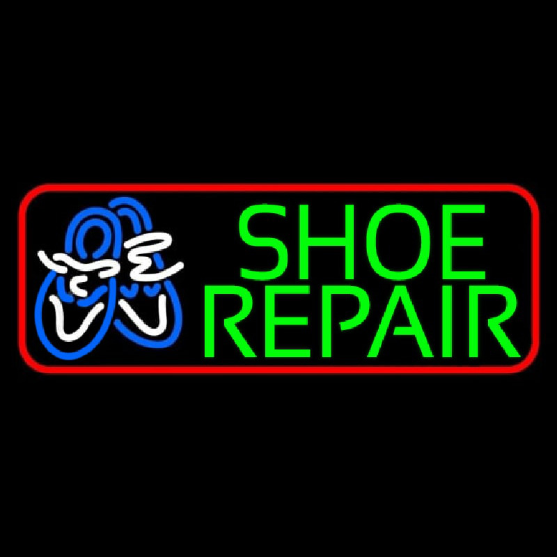 Green Shoe Repair Red Border Leuchtreklame