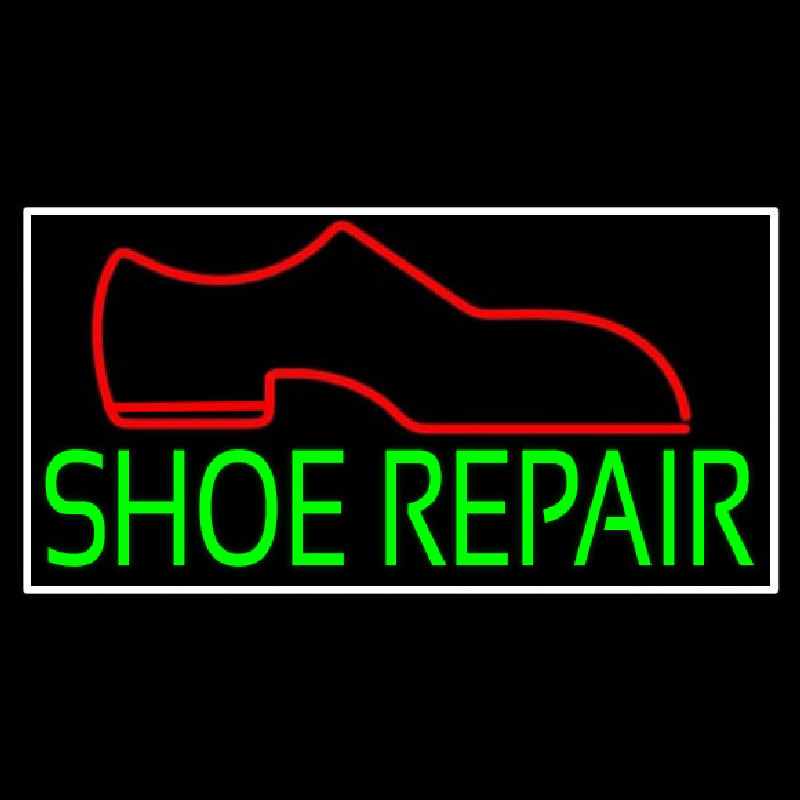 Green Shoe Repair With Border Leuchtreklame