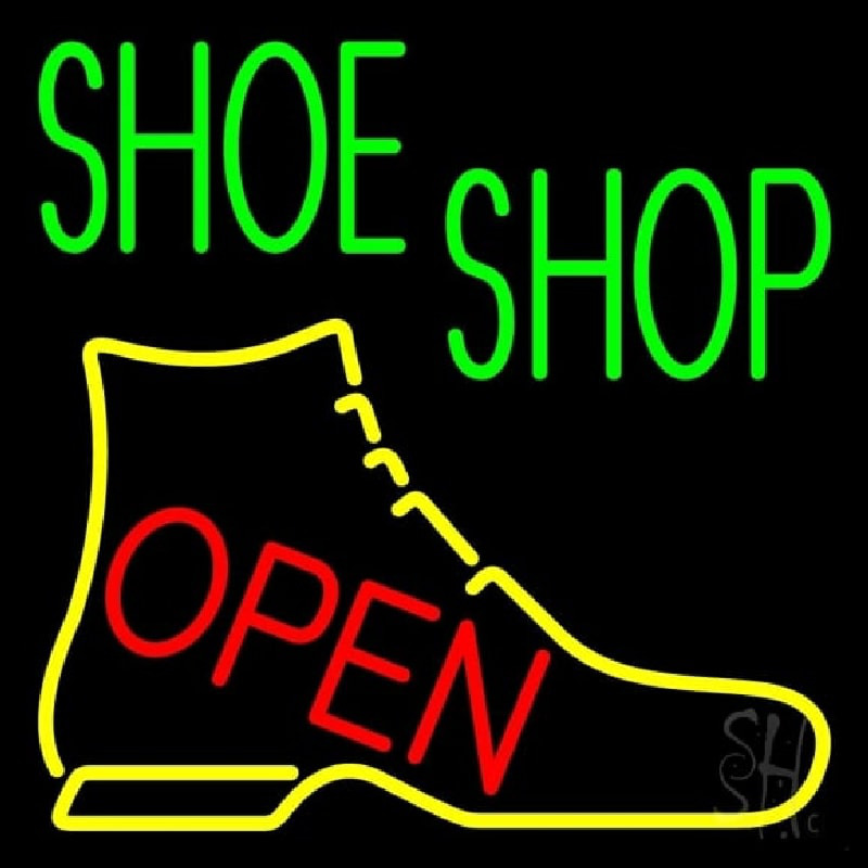 Green Shoe Shop Open Leuchtreklame