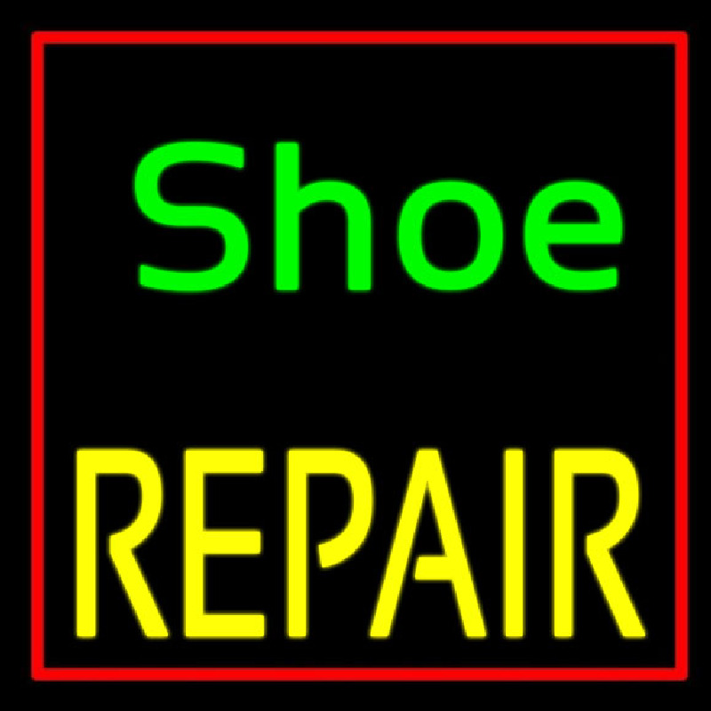 Green Shoe Yellow Repair With Border Leuchtreklame