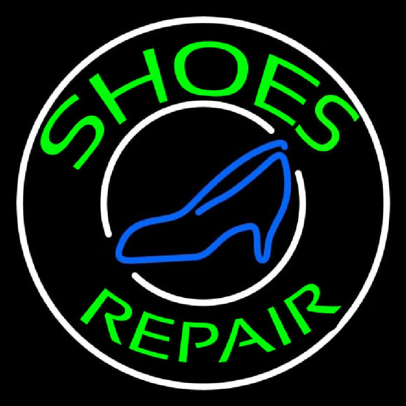 Green Shoes Repair Blue Sandal Leuchtreklame