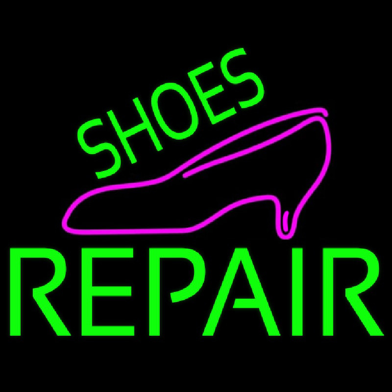 Green Shoes Repair Pink Sandal Leuchtreklame