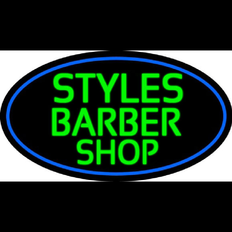 Green Styles Barber Shop With Blue Border Leuchtreklame