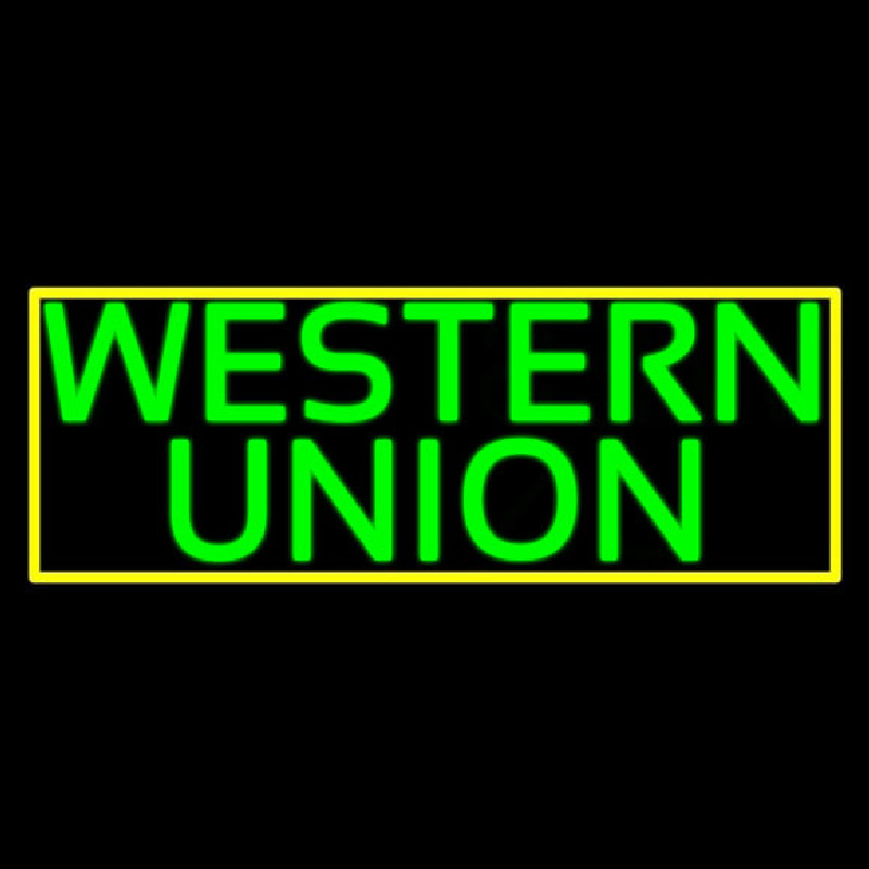 Green Western Union With Green Border Leuchtreklame