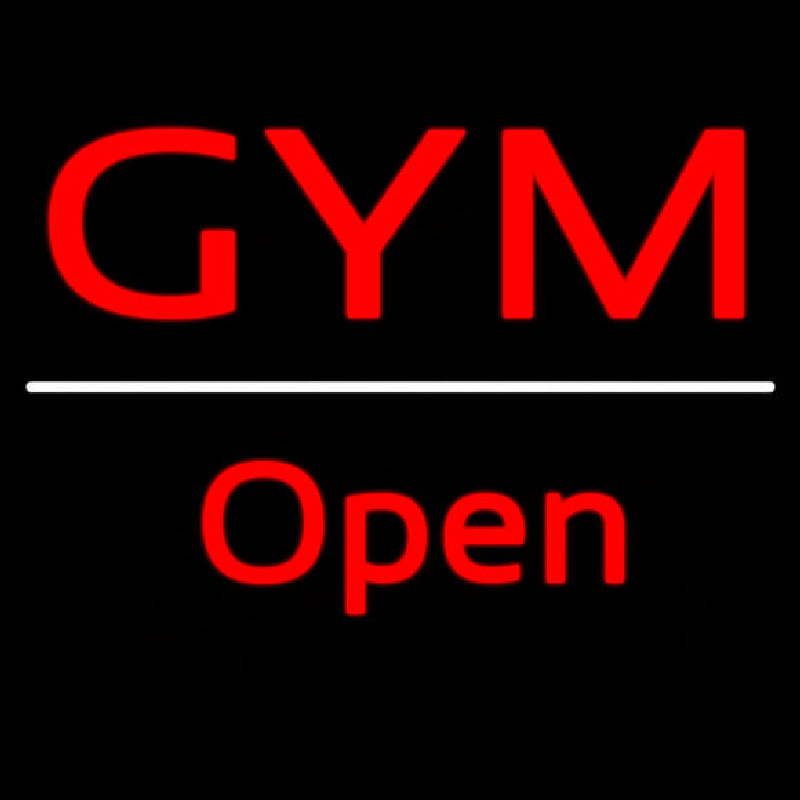 Gym Script1 Open White Line Leuchtreklame