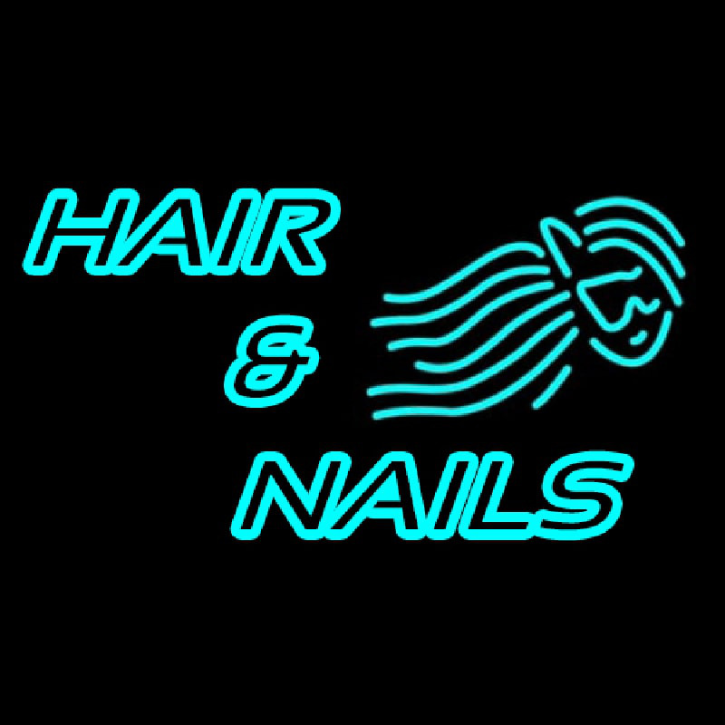 Hair And Nails Double Stroke Leuchtreklame