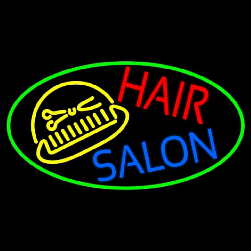 Hair Salon With Scissor And Comb Leuchtreklame