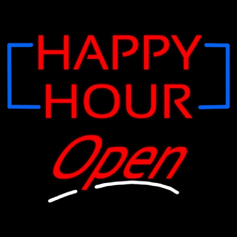 Happy Hour Cursive Open Leuchtreklame