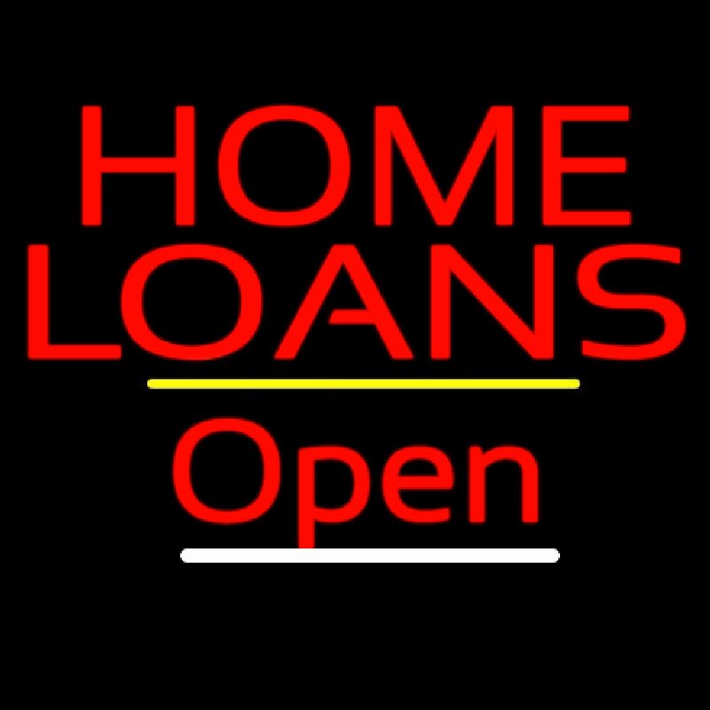 Home Loans Open Yellow Line Leuchtreklame