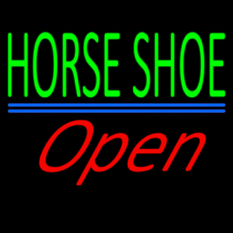 Horseshoe Open With Blue Line Leuchtreklame