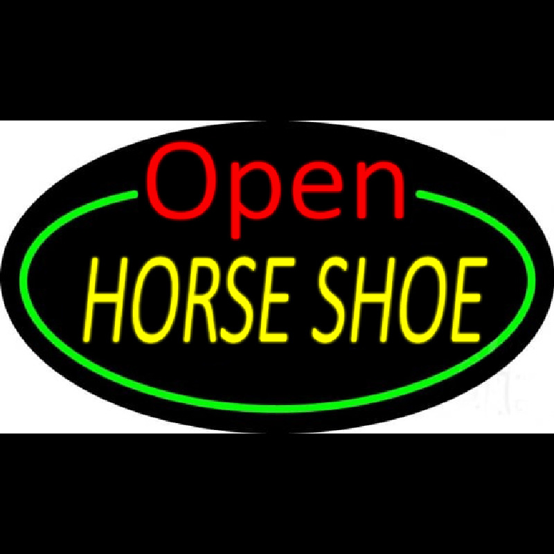 Horseshoe Open With Green Border Leuchtreklame