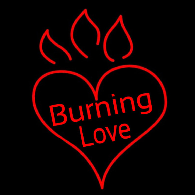 Hot Burning Heart Fire Leuchtreklame