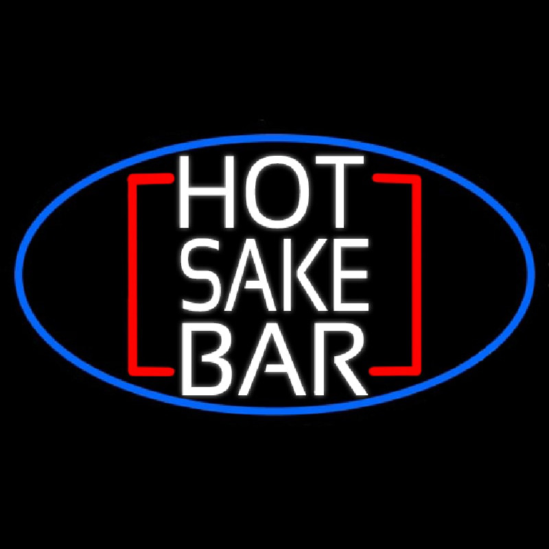 Hot Sake Bar Oval With Blue Border Leuchtreklame