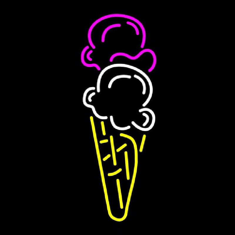 Ice Cream Cone Double Scoop Logo Leuchtreklame