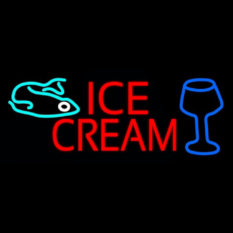 Ice Cream Glass N Fish Leuchtreklame