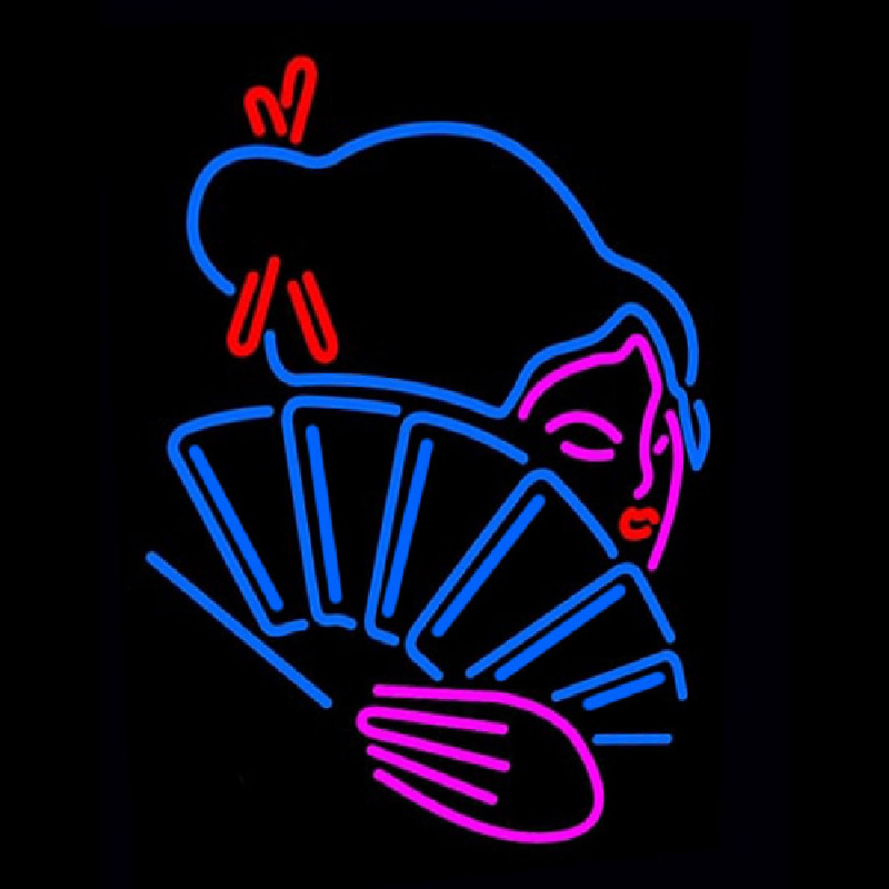 Japanese Girl With Fan Leuchtreklame