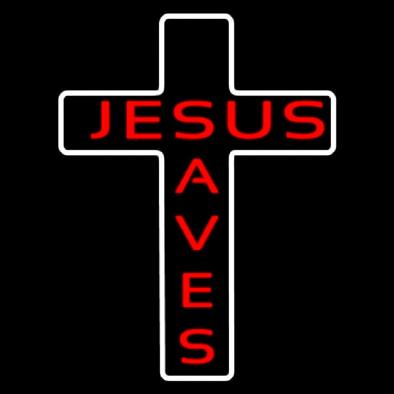 Jesus Saves White Cross Leuchtreklame