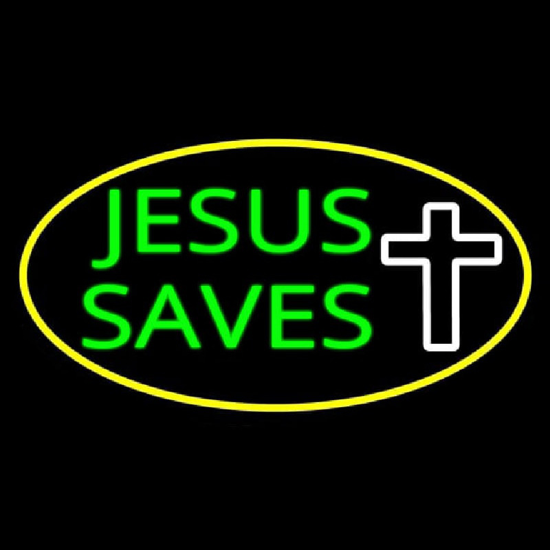 Jesus Saves White Cross With Border Leuchtreklame