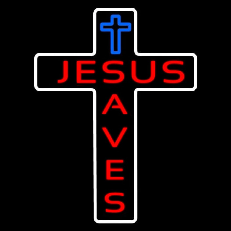 Jesus Saves With Cross Leuchtreklame