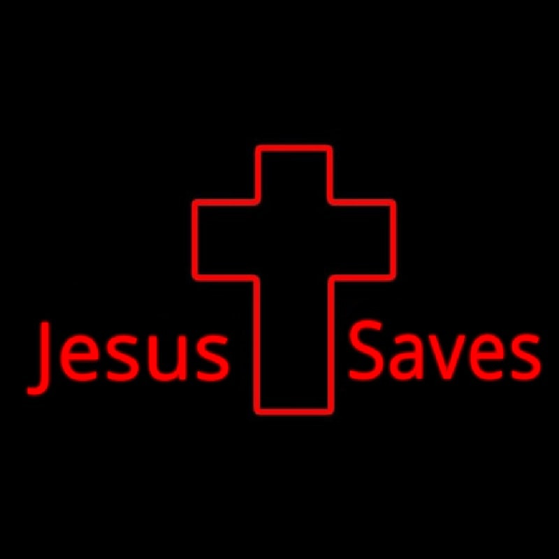 Jesus Saves With Cross Leuchtreklame