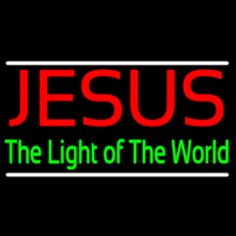 Jesus The Light Of World With Line Leuchtreklame