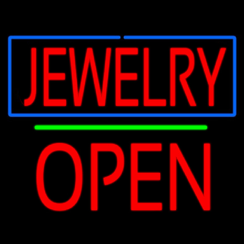 Jewelry Open Block Green Line Leuchtreklame