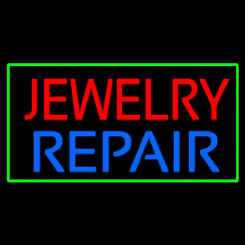 Jewelry Repair Green Rectangle Leuchtreklame