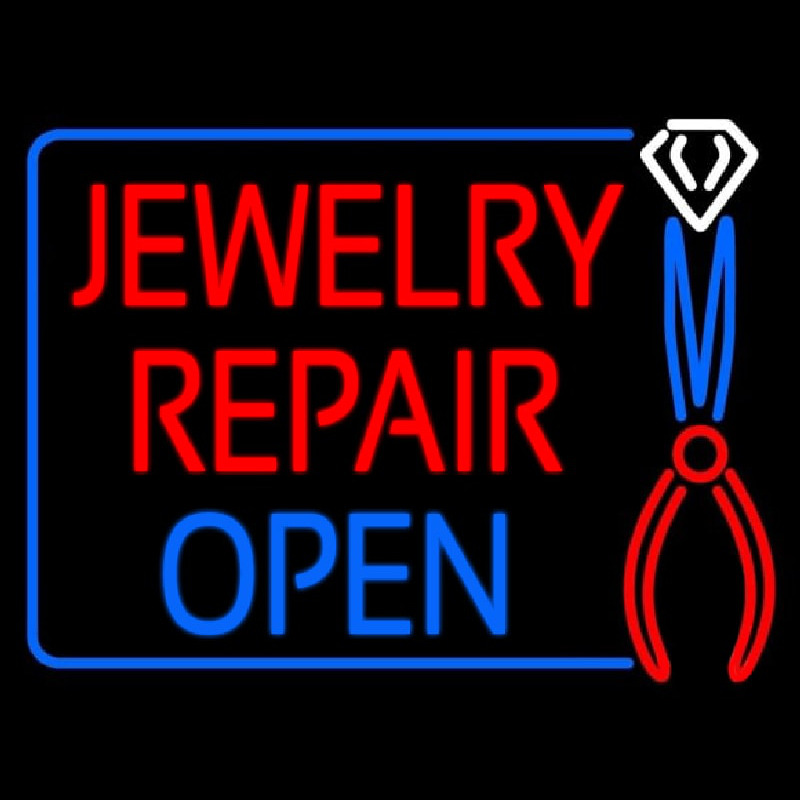 Jewelry Repair Open Block Leuchtreklame