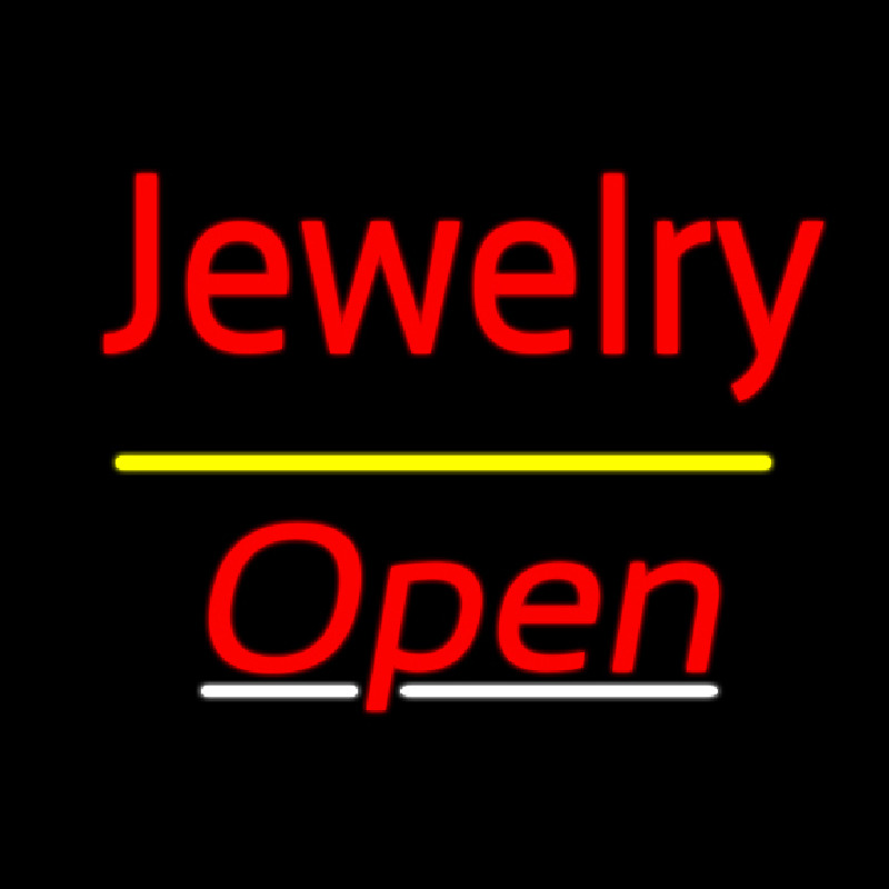 Jewelry Yellow Line Open Leuchtreklame