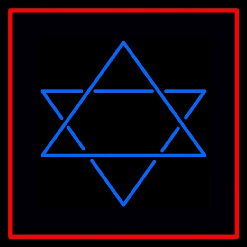 Judaism Star Of David Red Border Leuchtreklame