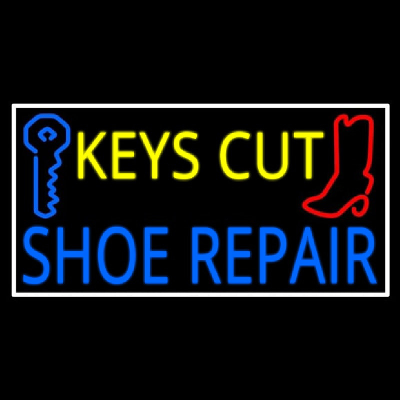 Keys Cut Shoe Repair With White Border Leuchtreklame