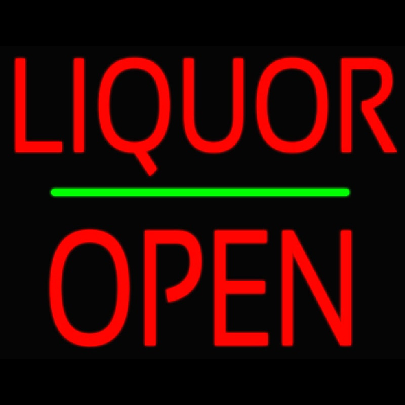 Liquor Block Open Green Line Leuchtreklame