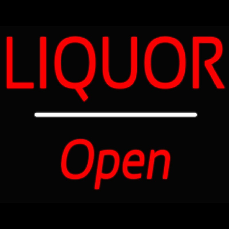 Liquor Open White Line Leuchtreklame