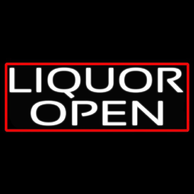 Liquor Open With Red Border Leuchtreklame