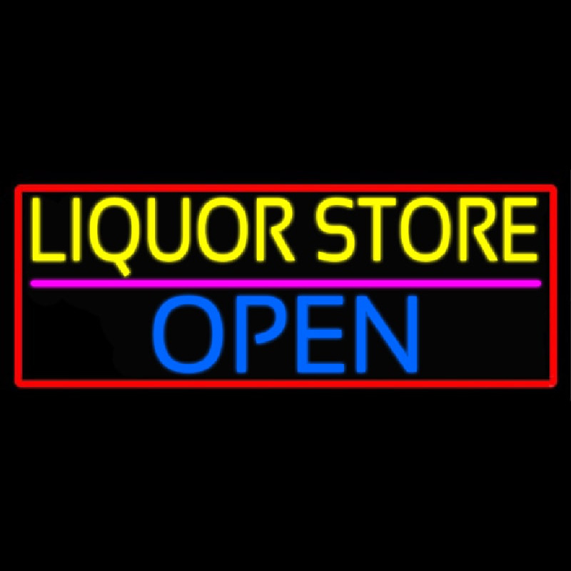 Liquor Store Open With Red Border Leuchtreklame