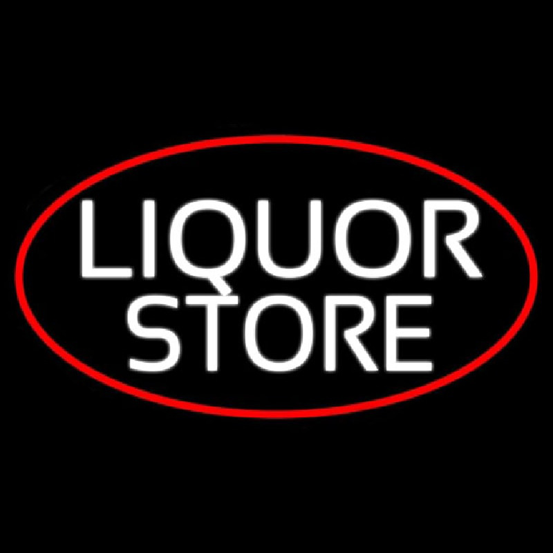 Liquor Store Oval With Red Border Leuchtreklame