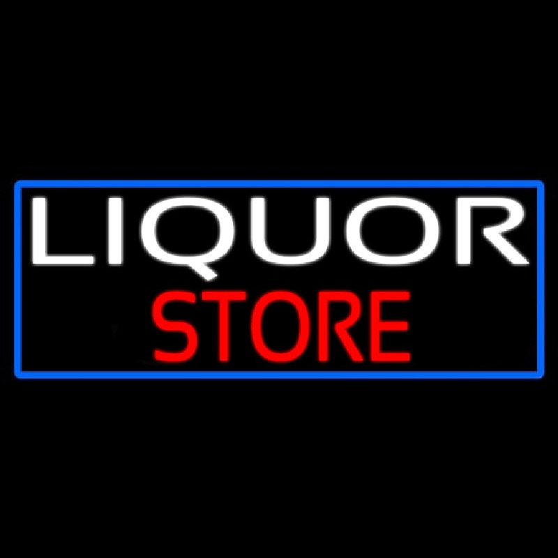 Liquor Store With Blue Border Leuchtreklame