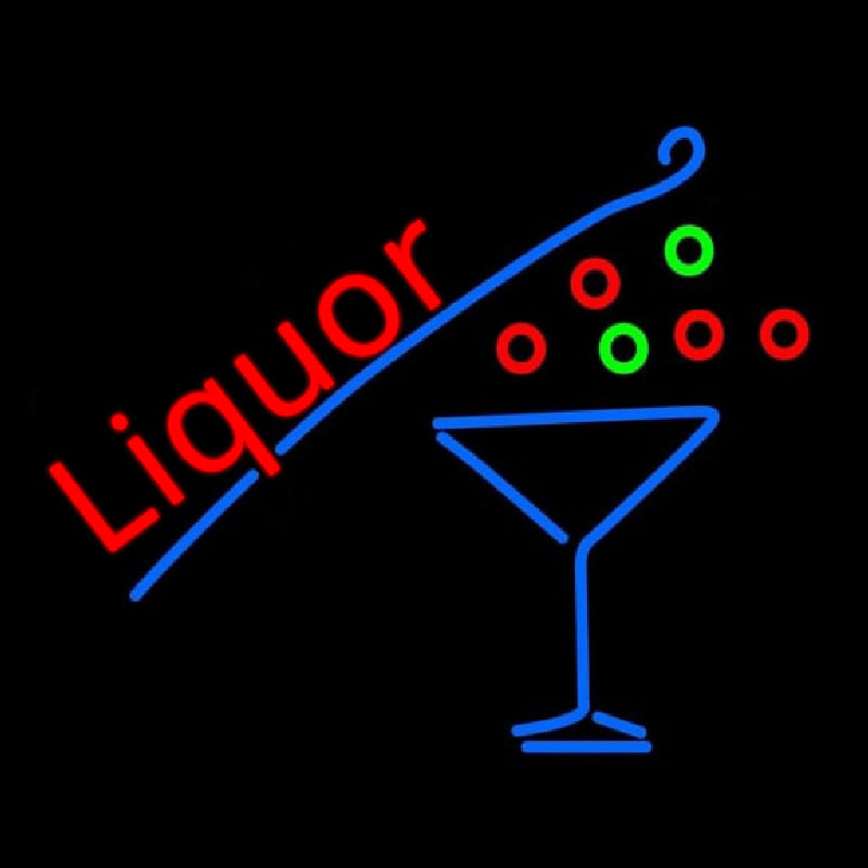 Liquor With Martini Glass Leuchtreklame