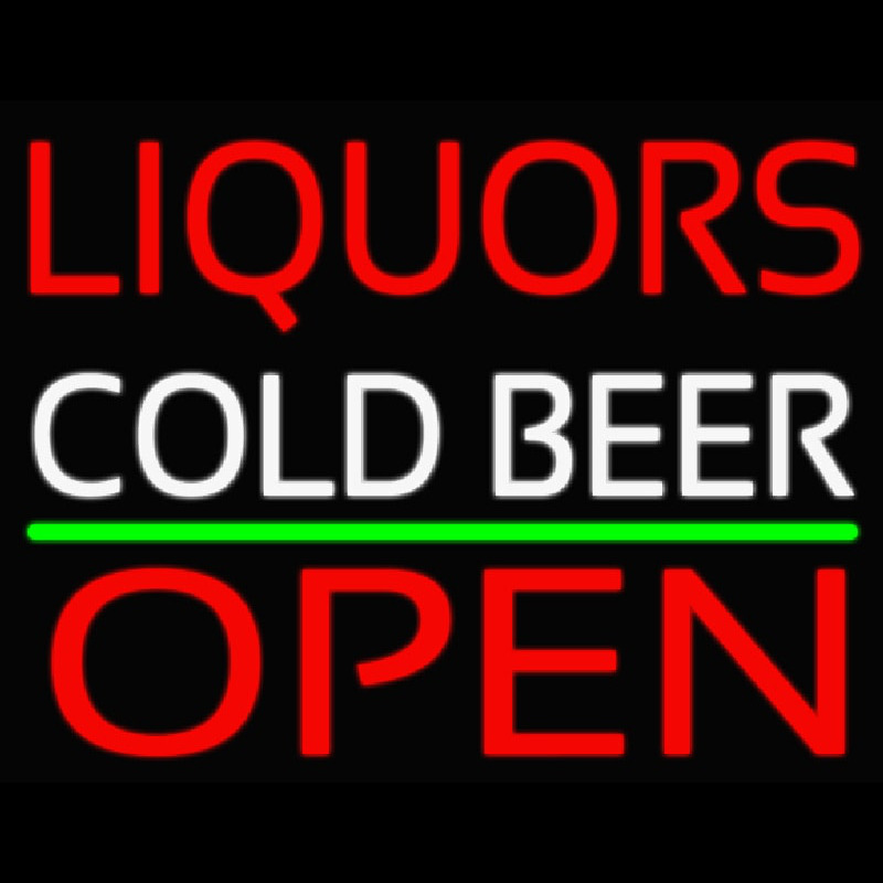 Liquors Cold Beer Open 1 Leuchtreklame