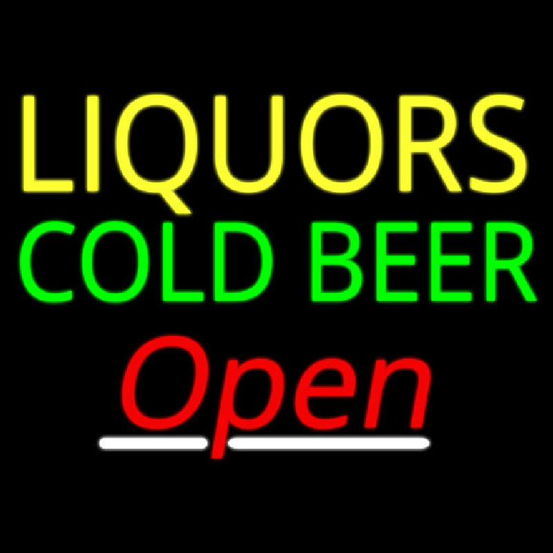 Liquors Cold Beer Open 2 Leuchtreklame