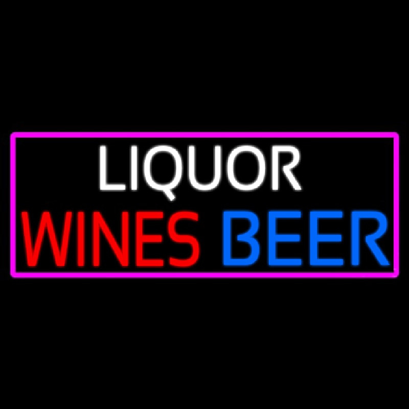 Liquors Wines Beer With Pink Border Leuchtreklame