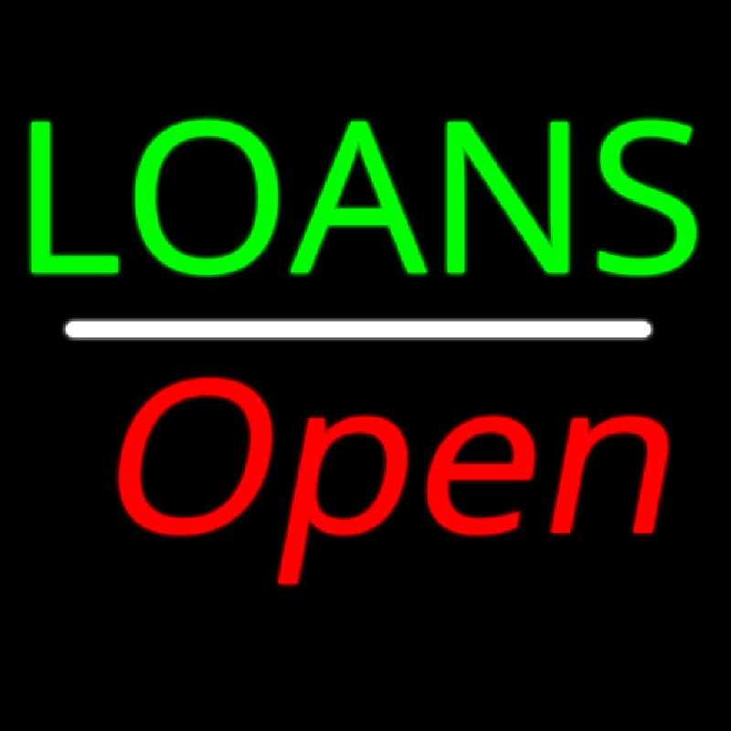 Loans Open White Line Leuchtreklame