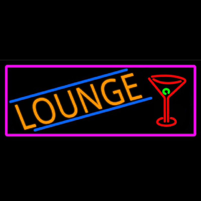 Lounge And Martini Glass With Pink Border Leuchtreklame